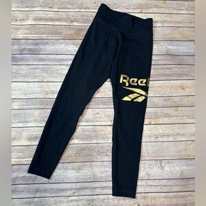 Reebok Women's Shine Logo Leggings black/gold size XS